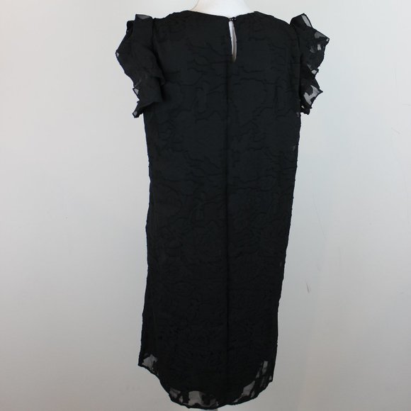 NWOT Zanzea Floral Textured Black Mini Dress Flutter Sleeves Size XL - Picture 2 of 5